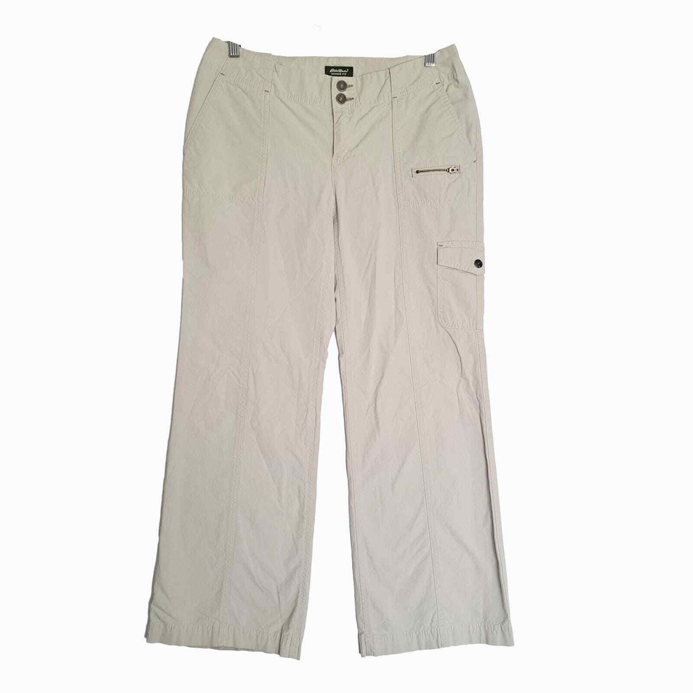 Eddie Bauer‎ Cargo Pants Womens 10P Beige Khaki Ripstop Utility Mid Rise Casual
